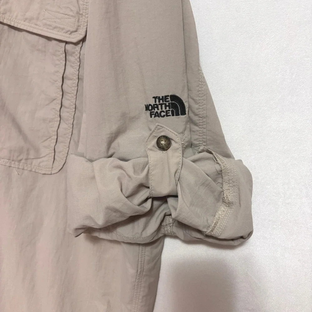 North‎ Face Hiking Shirt Men XL Tan Nylon Roll Tab Utility Gorpcore Fishing